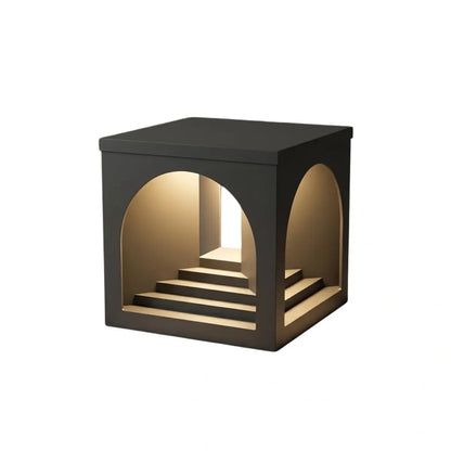 Arcato Minimalist Pier-Mount Pillar Light - Black Metal for Outdoor