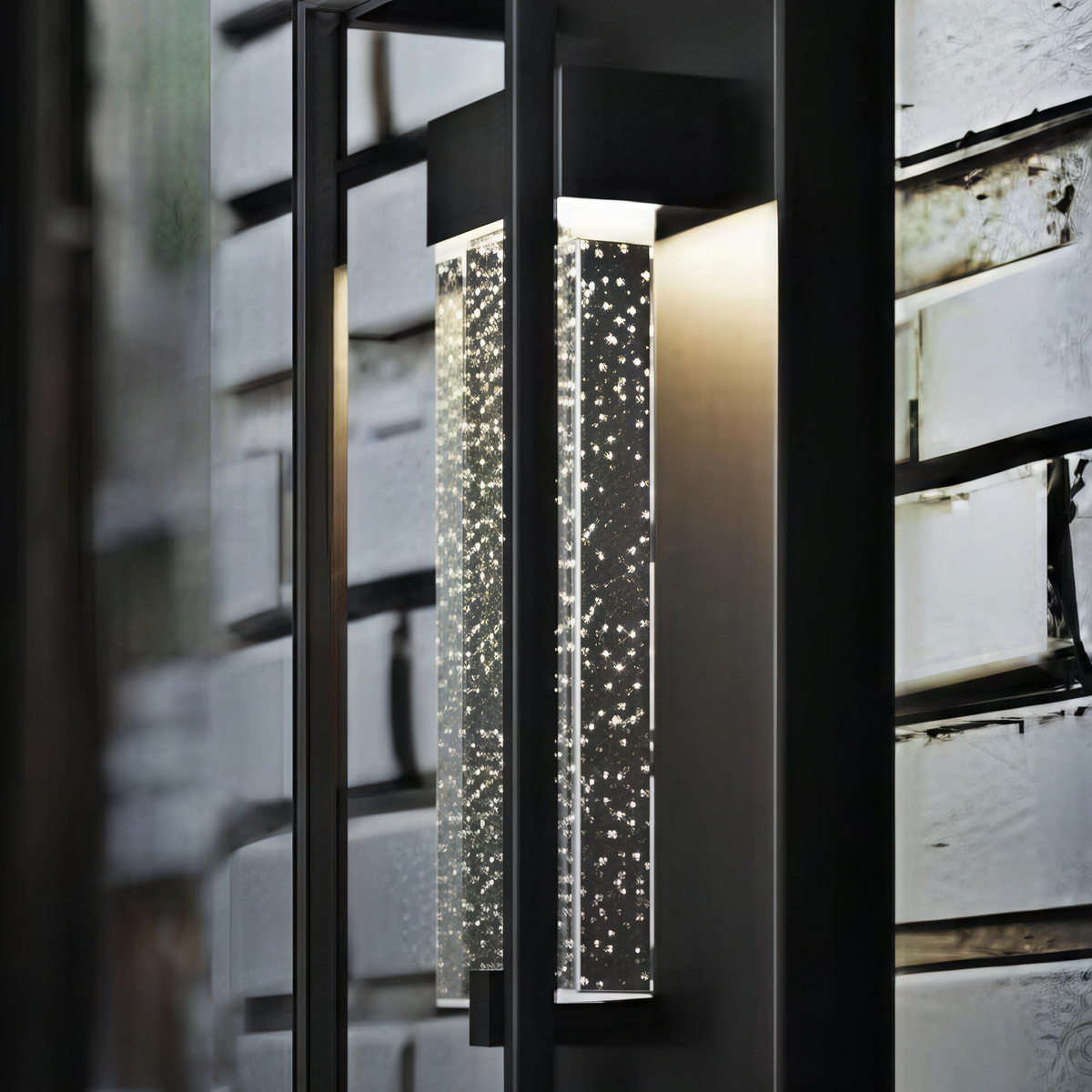 Arcato Modern Outdoor Wall Sconce, Black Stainless Steel Open Frame Light for Patio/Entryway