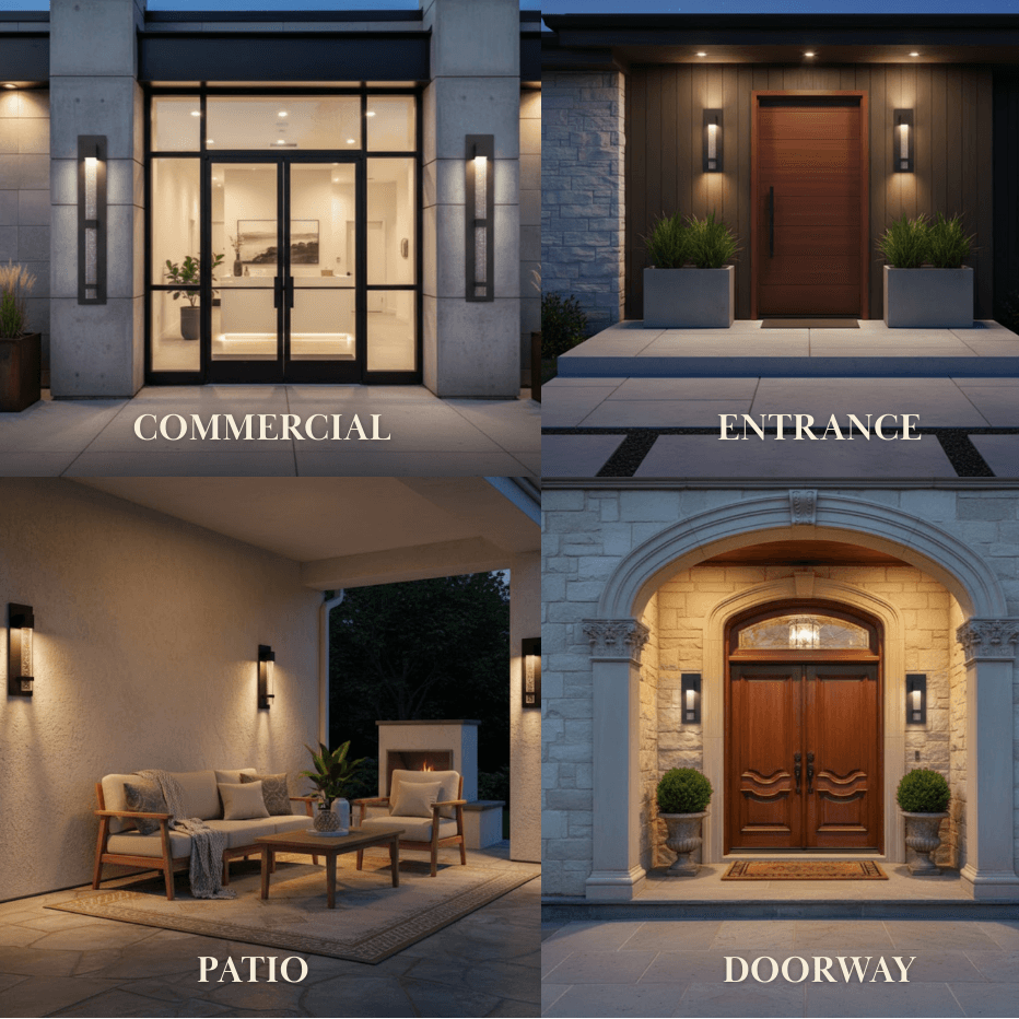 Arcato Modern Outdoor Wall Sconce – Black Stainless Steel Crystal Accents Starry Glow for Entryway