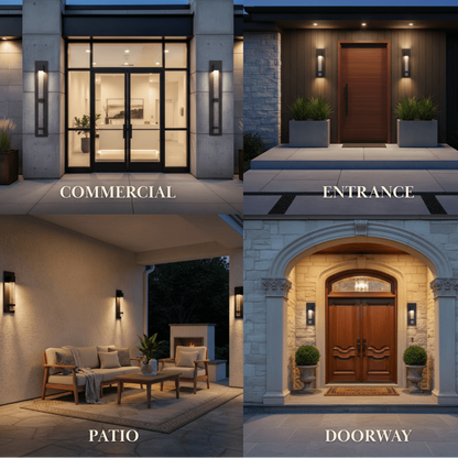 Arcato Modern Outdoor Wall Sconce – Black Stainless Steel Crystal Accents Starry Glow for Entryway