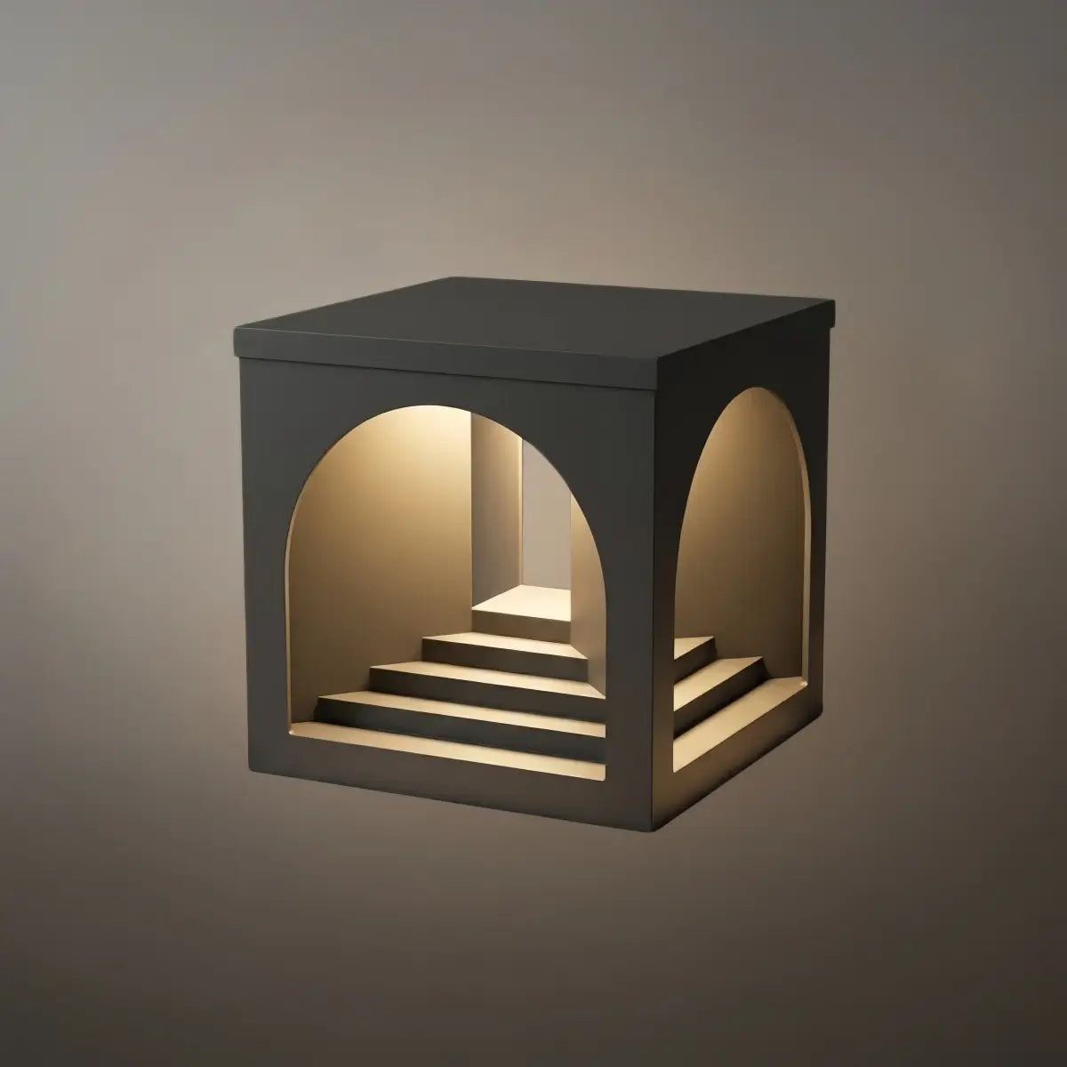 Arcato Minimalist Pier-Mount Pillar Light - Black Metal for Outdoor