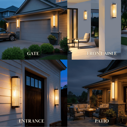 Irondale Modern Black LED Outdoor Wall Sconce – Waterproof Light for Garden/Courtyard