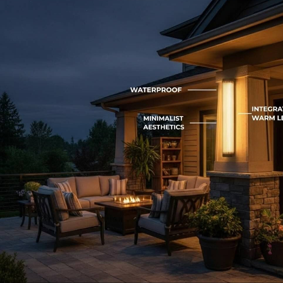 Irondale Modern Black LED Outdoor Wall Sconce – Waterproof Light for Garden/Courtyard