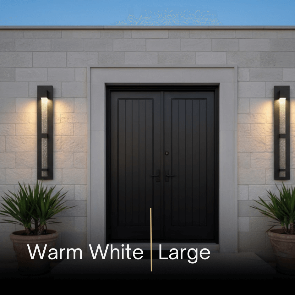 Arcato Modern Outdoor Wall Sconce – Black Stainless Steel Crystal Accents Starry Glow for Entryway