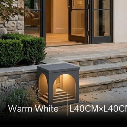 Arcato Minimalist Pier-Mount Pillar Light - Black Metal for Outdoor