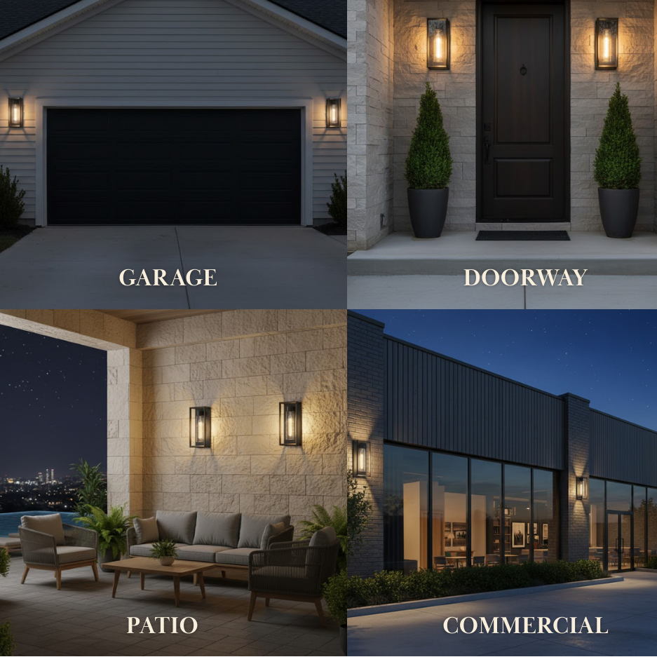 Arcato Modern Outdoor Wall Sconce – Black Stainless/Glass Warm Glow for Patio/Entryway