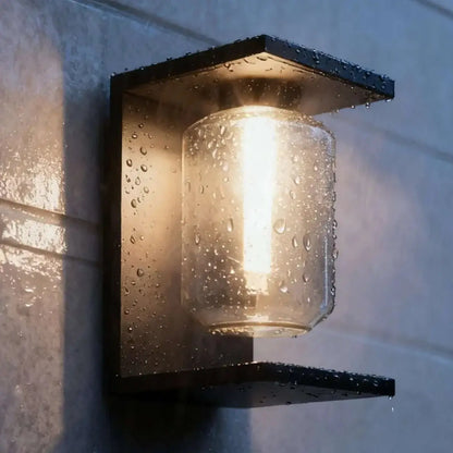 Irondale Industrial Solar LED Wall Sconce – Black Outdoor Light for Patio