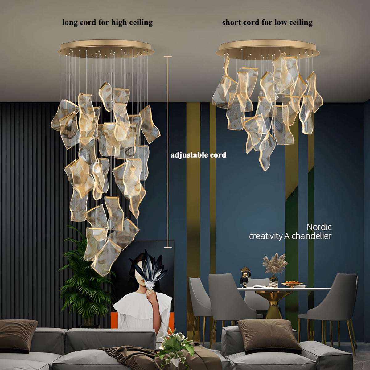 Zephyr LED Chandelier | Modern Acrylic Sculptural Pendant Light