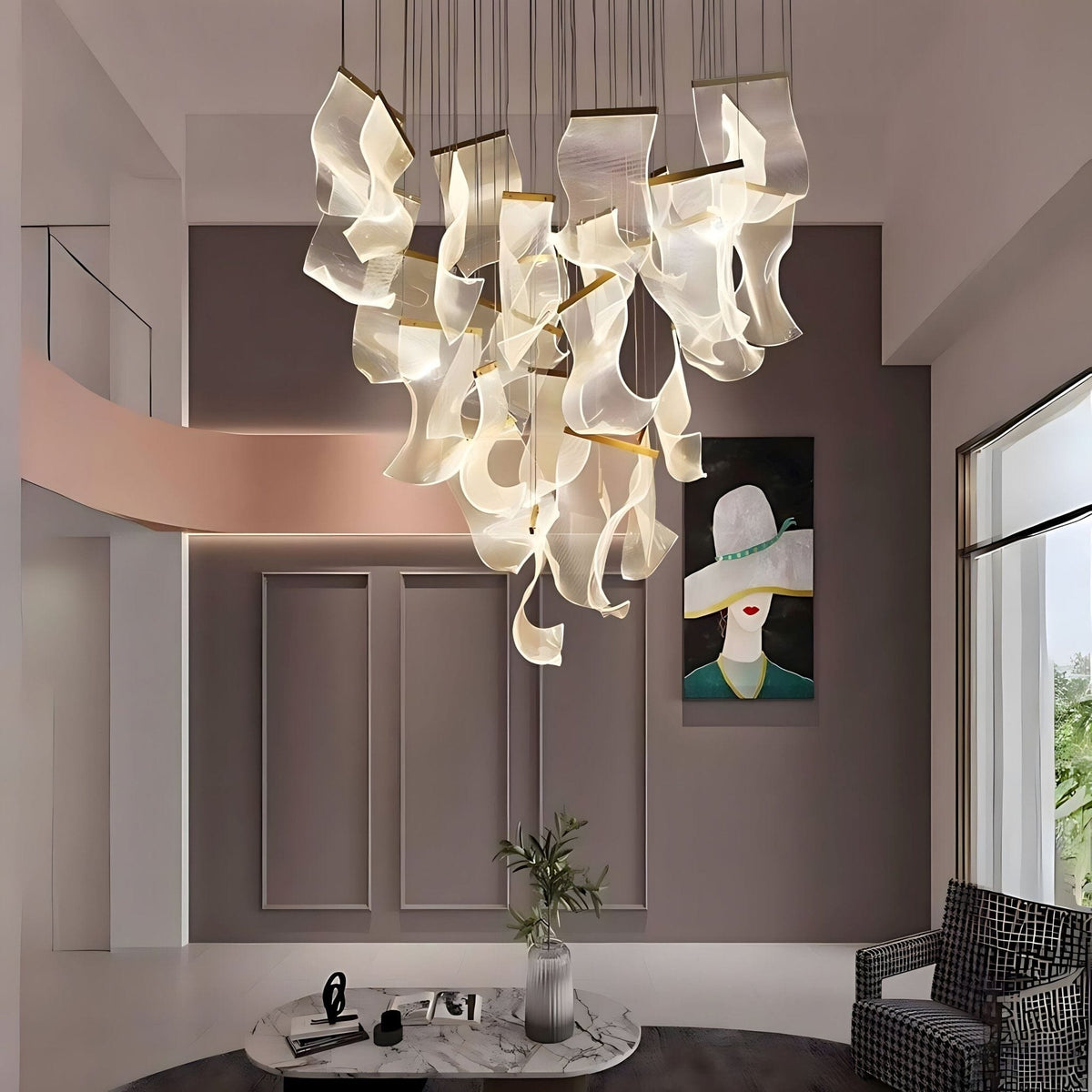Zephyr LED Chandelier | Modern Acrylic Sculptural Pendant Light