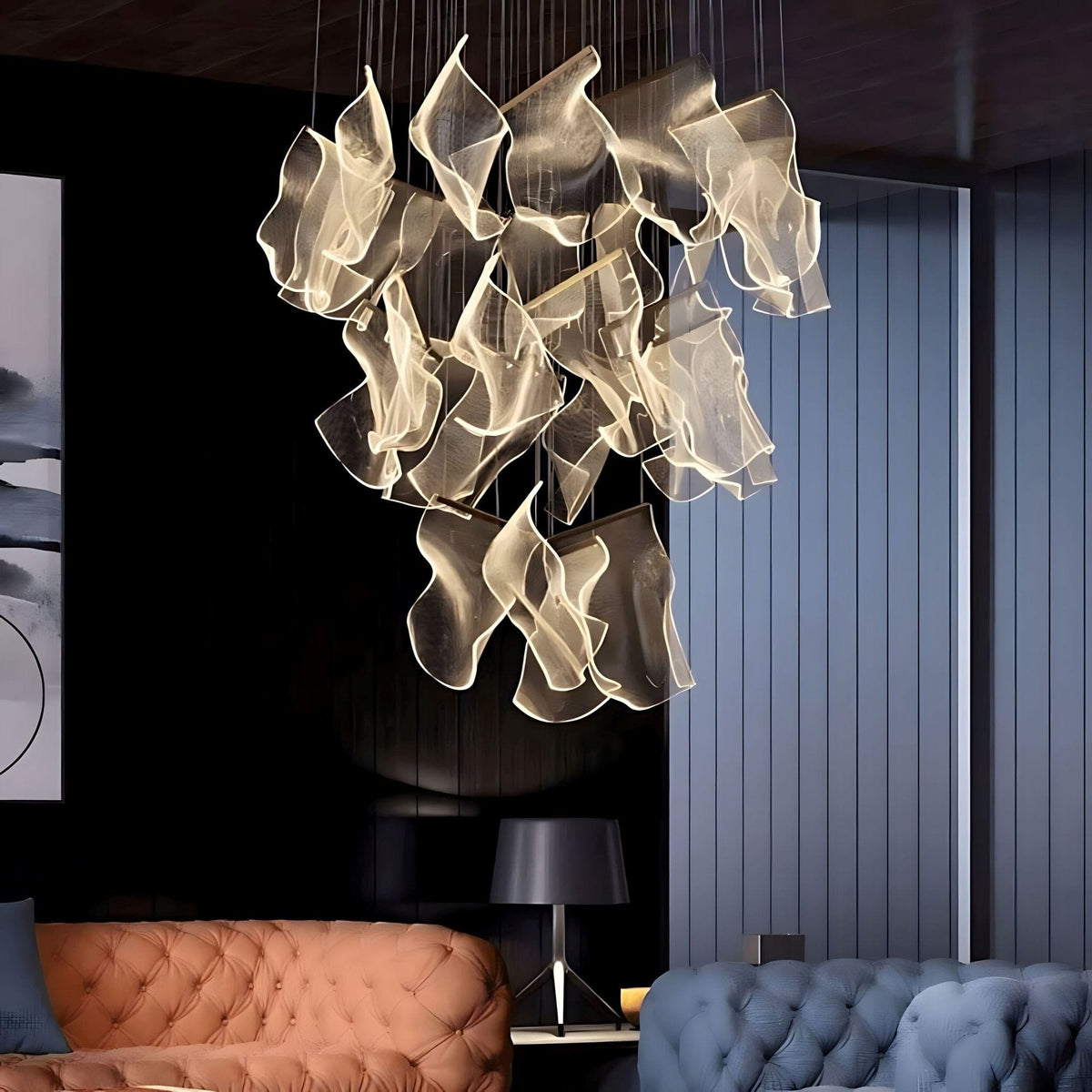 Zephyr LED Chandelier | Modern Acrylic Sculptural Pendant Light