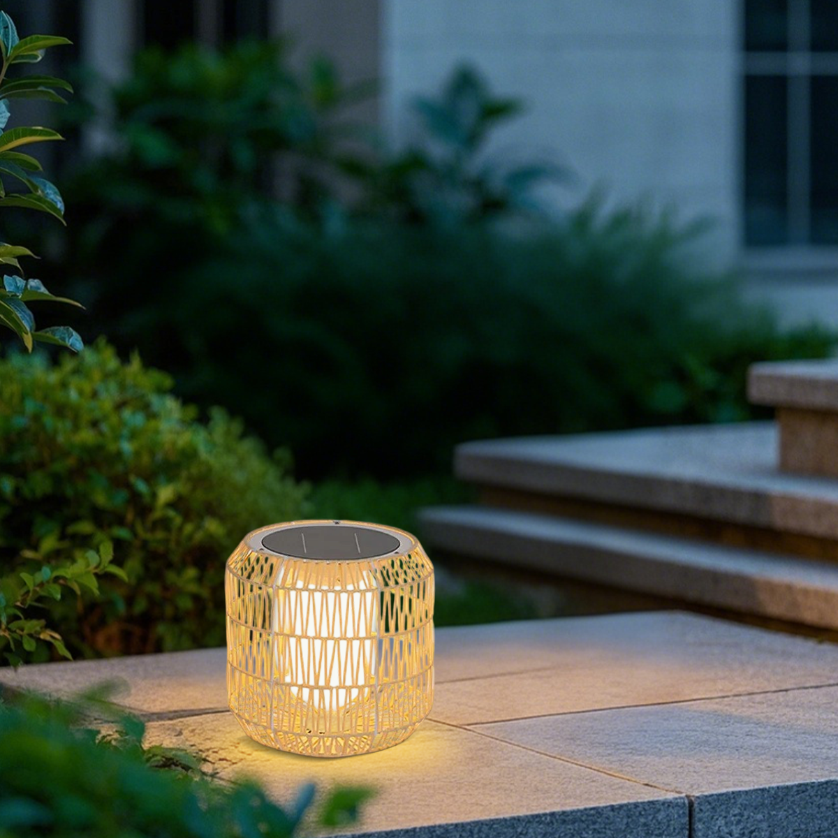 Zenno Farmhouse Outdoor Lamp - Wood & Metal Rattan Lantern