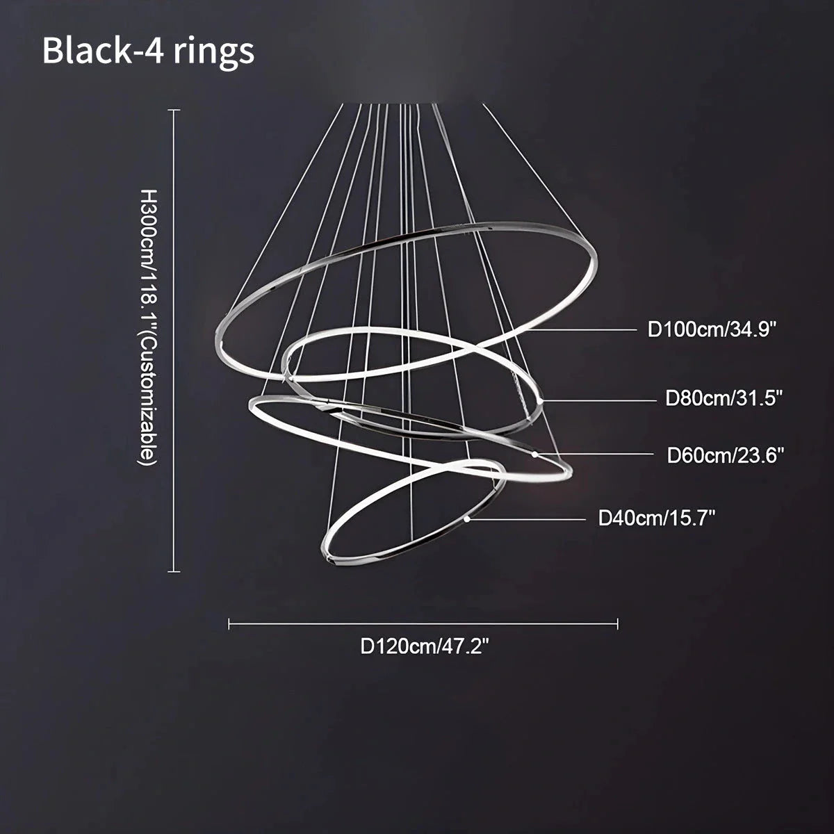 Tiered Ring Chandelier for Foyer and High Ceiling
