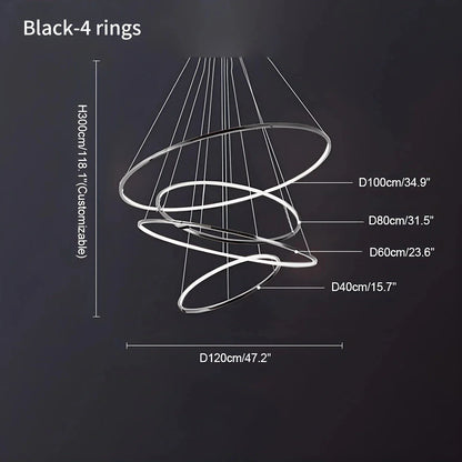 Tiered Ring Chandelier for Foyer and High Ceiling