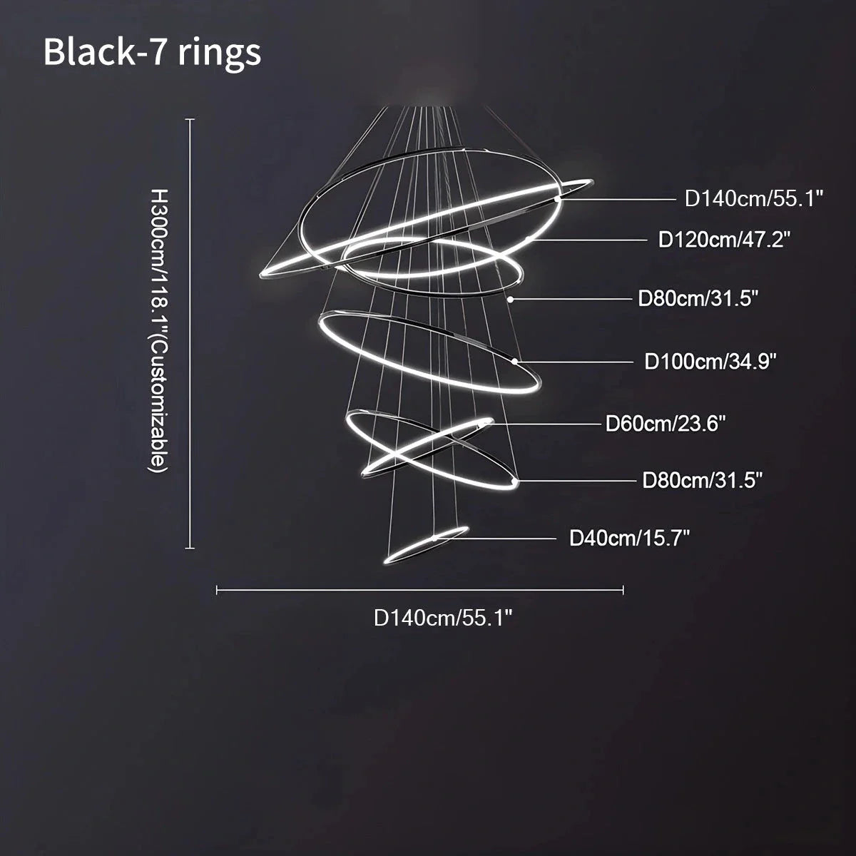 Tiered Ring Chandelier for Foyer and High Ceiling