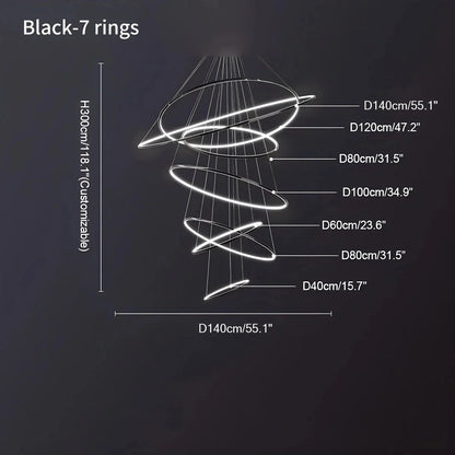 Tiered Ring Chandelier for Foyer and High Ceiling