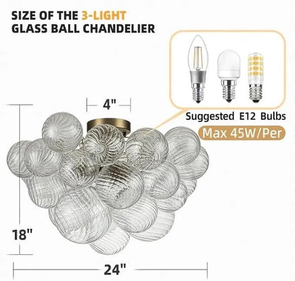 Hand-Blown Bubble Glass Pendant Light