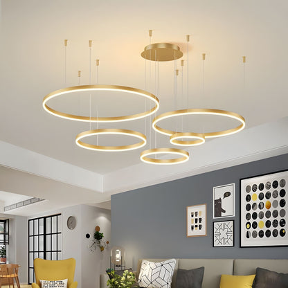 Modern LED Ring Chandelier – Adjustable Luxury Circular Pendant Light