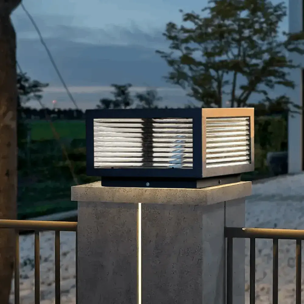 Irondale Modern Black Solar Pillar Light – Outdoor Lighting for Doorway/Path