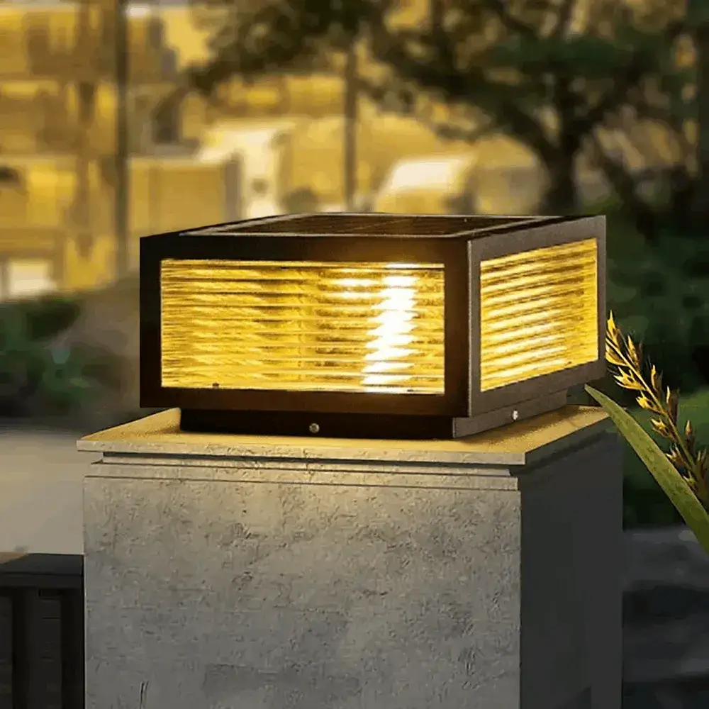 Irondale Modern Black Solar Pillar Light – Outdoor Lighting for Doorway/Path