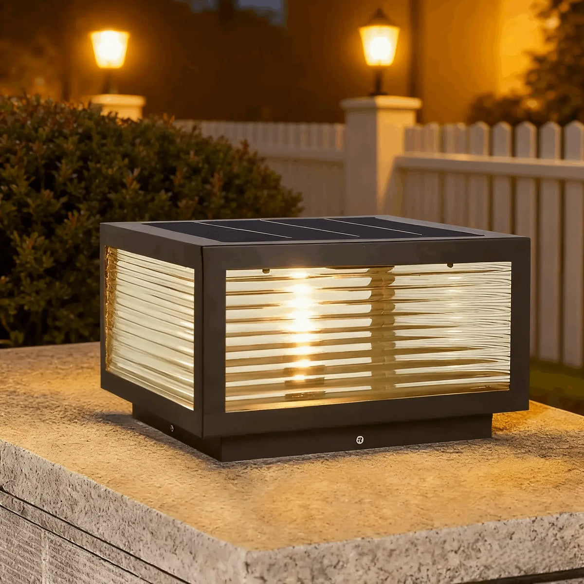 Irondale Modern Black Solar Pillar Light – Outdoor Lighting for Doorway/Path