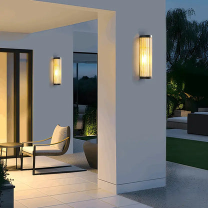Irondale Modern Black LED Outdoor Wall Sconce – Waterproof Light for Garden/Courtyard