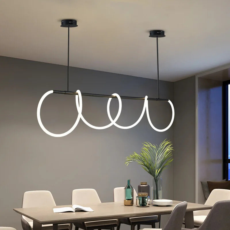 Nuvlight Modern Long Hose Led Pendant Light for Dining Room