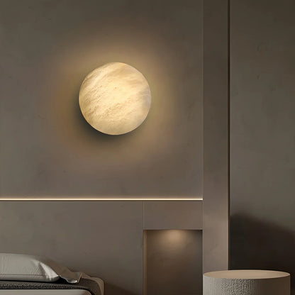 Round Alabaster Wall Sconce for Bedroom