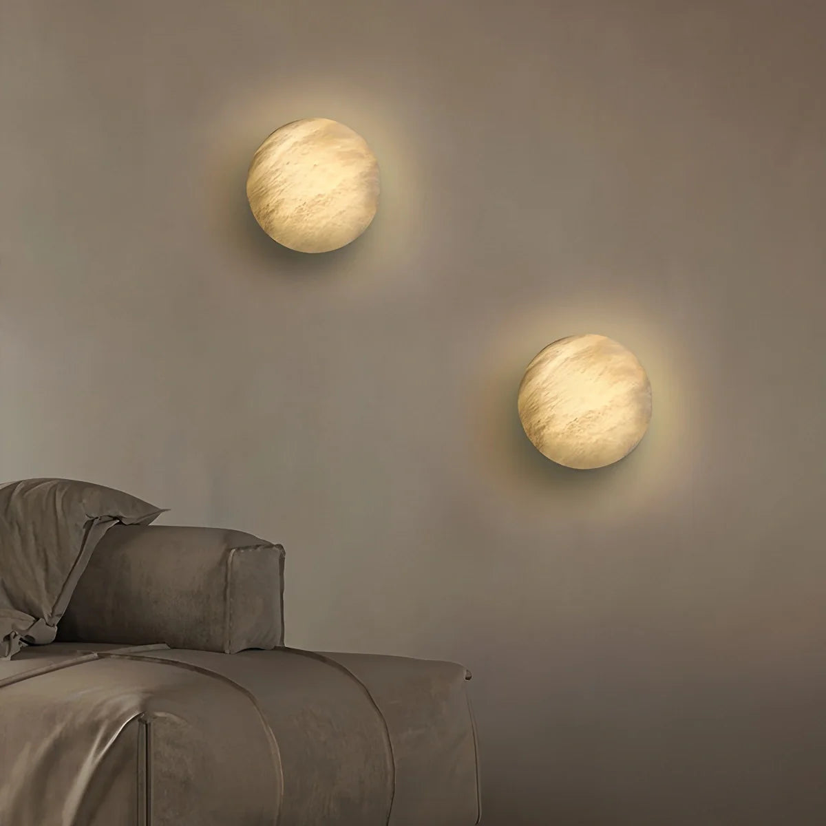 Round Alabaster Wall Sconce for Bedroom