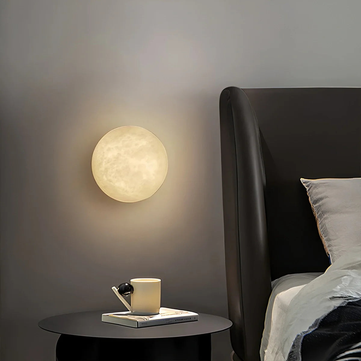 Round Alabaster Wall Sconce for Bedroom