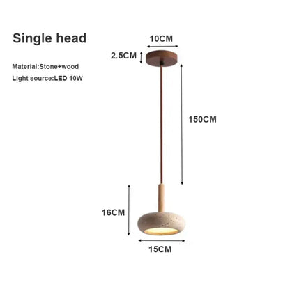 Japanese Natural Stone Wood Pendant Light