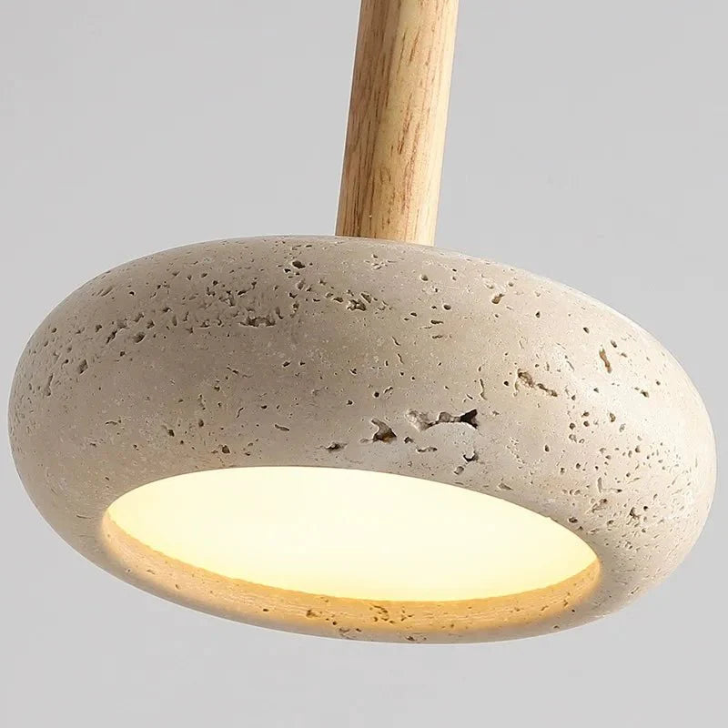 Japanese Natural Stone Wood Pendant Light