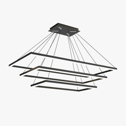 Nuvlight Modern Black Tiered Rectangular Chandelier