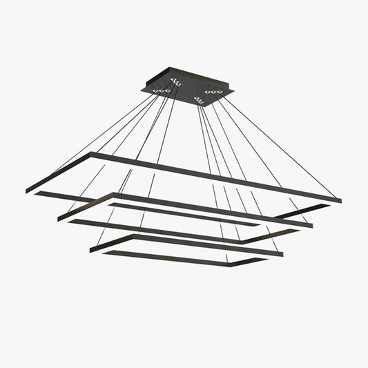 Nuvlight Modern Black Tiered Rectangular Chandelier