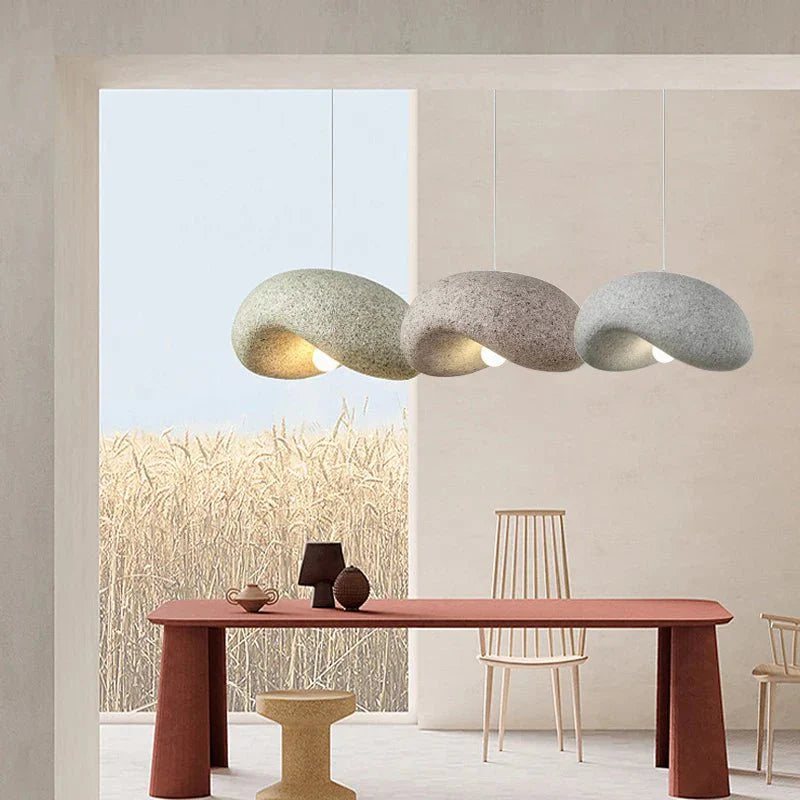 Leicester Wabi-Sabi Resin Pendant Light – Japandi Textured LED Hanging Lam