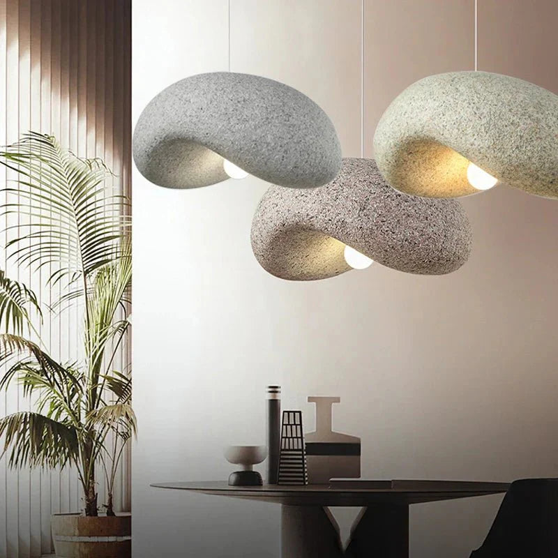 Leicester Wabi-Sabi Resin Pendant Light – Japandi Textured LED Hanging Lam
