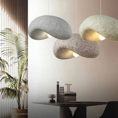 Leicester Wabi-Sabi Resin Pendant Light – Japandi Textured LED Hanging Lam