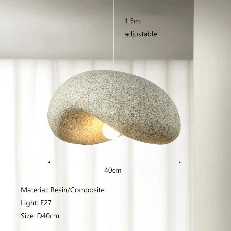 Leicester Wabi-Sabi Resin Pendant Light – Japandi Textured LED Hanging Lam