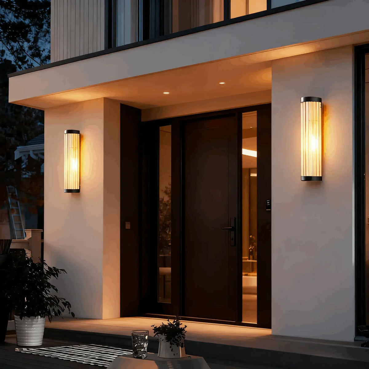 Irondale Modern Black LED Outdoor Wall Sconce – Waterproof Light for Garden/Courtyard