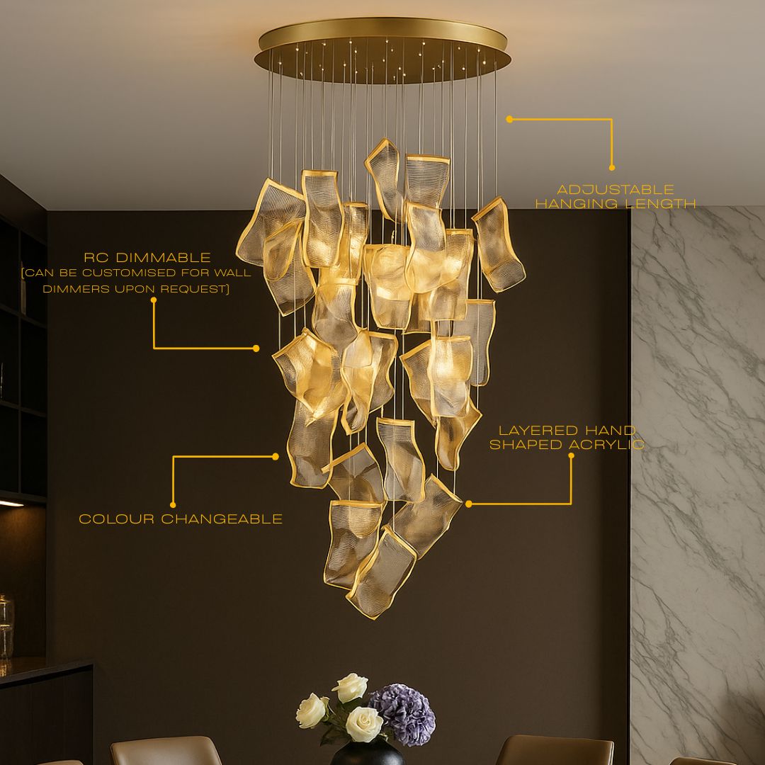 Zephyr LED Chandelier | Modern Acrylic Sculptural Pendant Light