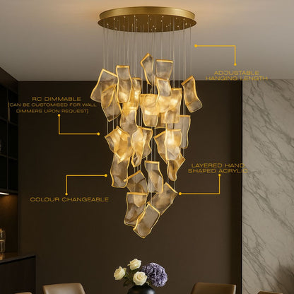 Zephyr LED Chandelier | Modern Acrylic Sculptural Pendant Light