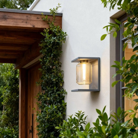 Nuvlight Industrial Solar LED Wall Sconce – Black Outdoor Light for Patio