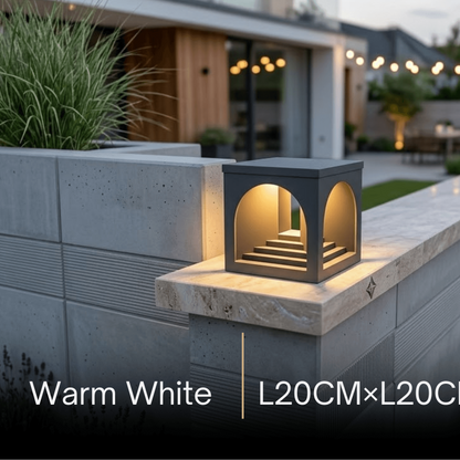Arcato Minimalist Pier-Mount Pillar Light - Black Metal for Outdoor