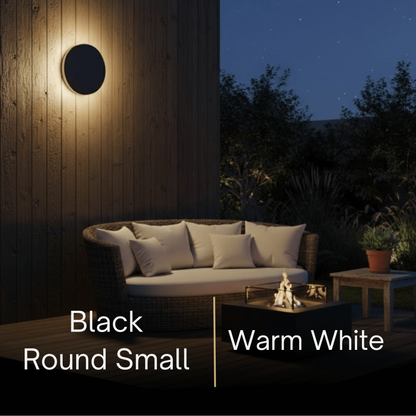 Solara Minimalist LED Outdoor Wall Lamp – Black/White Round/Square Porch Sensor Light