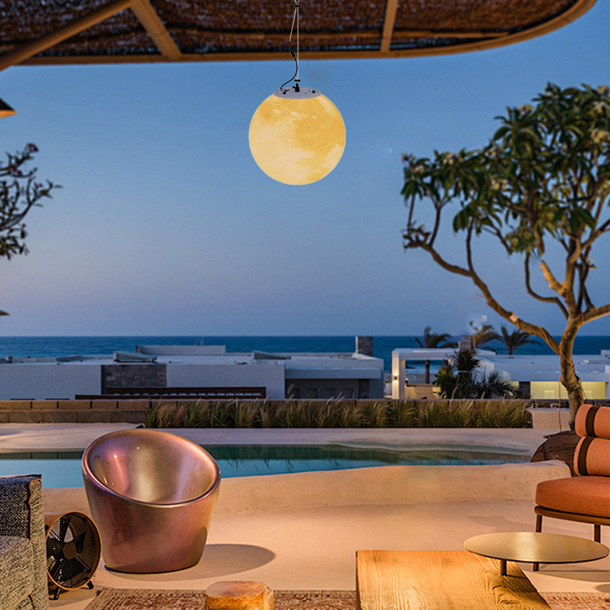Lunara Nordic Solar Pendant Light - Waterproof Resin LED for Outdoor