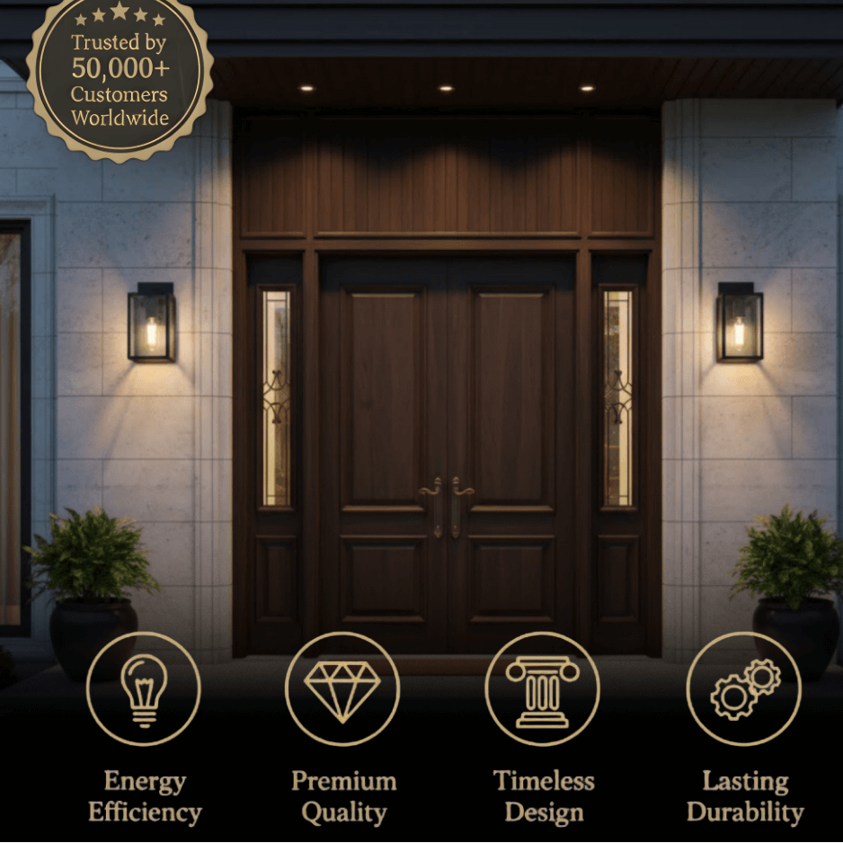 Arcato Modern Outdoor Wall Sconce – Black Stainless Steel with Clear Glass for Porch/Patio