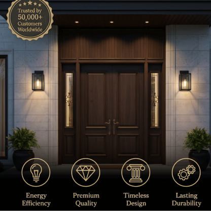 Arcato Modern Outdoor Wall Sconce – Black Stainless Steel with Clear Glass for Porch/Patio