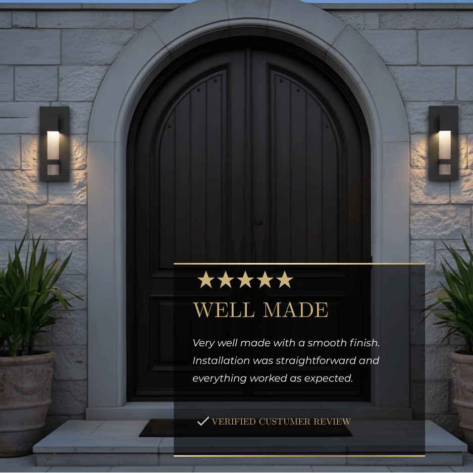 Arcato Modern Outdoor Wall Sconce – Black Stainless Steel Crystal Accents Starry Glow for Entryway