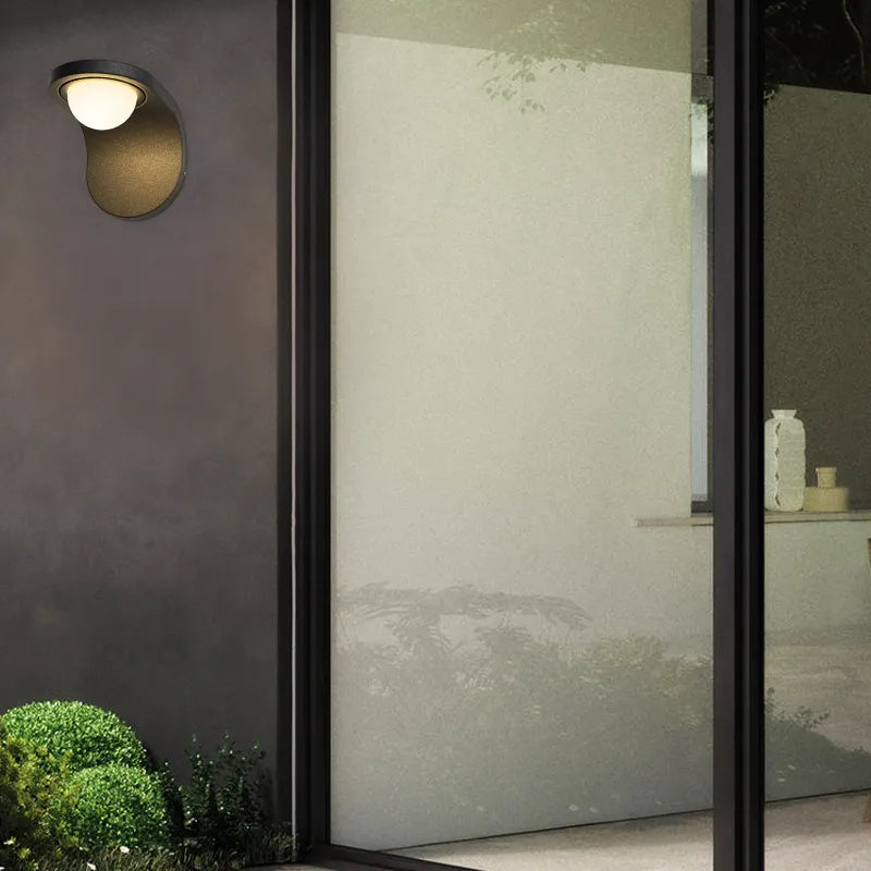 Irondale Modern Solar/Sensor Outdoor Wall Lamp - Black Metal Arc Design for Garden