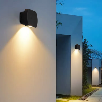 Irondale Modern Geometric Outdoor Wall Lamp - Black/Grey Metal for Garden