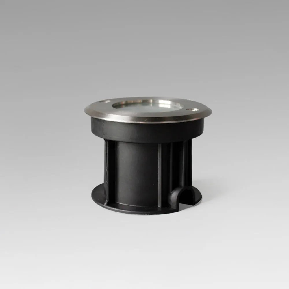Irondale Minimalist Outdoor Ground Lights - Black Metal & Glass Round Design for Garden